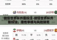 微信世界杯外围投注-微信世界杯外围投注，理性审视与风险防范