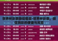 世界杯彩票微信能买-世界杯彩票，微信购彩的便捷与风险
