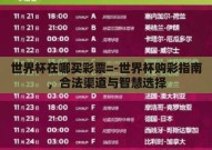 世界杯在哪买彩票=-世界杯购彩指南，合法渠道与智慧选择