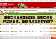 淘宝买世界杯足球彩票-淘宝买世界杯足球彩票，便捷与风险并存的数字游戏