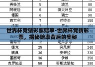 世界杯竞猜彩票赔率-世界杯竞猜彩票，揭秘赔率背后的奥秘