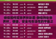 微信如何买世界杯彩票-微信购彩世界杯，便捷、安全与合法性的平衡之道