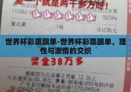 世界杯彩票跟单-世界杯彩票跟单，理性与激情的交织