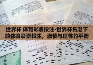 世界杯 体育彩票投注-世界杯热潮下的体育彩票投注，激情与理性的平衡