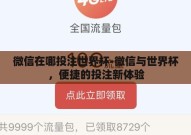 微信在哪投注世界杯-微信与世界杯，便捷的投注新体验