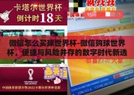 微信怎么买球世界杯-微信购球世界杯，便捷与风险并存的数字时代新选择