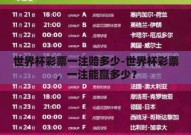 世界杯彩票一注赔多少-世界杯彩票，一注能赢多少？