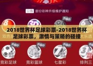 2018世界杯足球彩票-2018世界杯足球彩票，激情与策略的碰撞