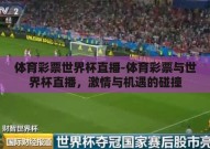 体育彩票世界杯直播-体育彩票与世界杯直播，激情与机遇的碰撞