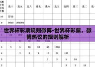 世界杯彩票规则微博-世界杯彩票，微博热议的规则解析