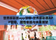 世界杯彩票app暂停-世界杯彩票APP暂停，理性审视与未来展望