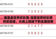 哪里卖世界杯彩票-探索世界杯彩票购买渠道，从线上到线下的全面指南