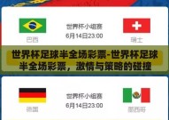世界杯足球半全场彩票-世界杯足球半全场彩票，激情与策略的碰撞