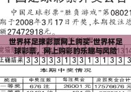 世界杯足球彩票网上购买-世界杯足球彩票，网上购彩的乐趣与风险
