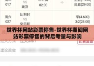 世界杯网站彩票停售-世界杯期间网站彩票停售的背后考量与影响