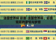 法国世界杯 彩票-法国世界杯，彩票背后的激情与梦想