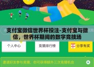 支付宝微信世界杯投注-支付宝与微信，世界杯期间的数字竞技场