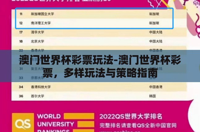 澳门世界杯彩票玩法-澳门世界杯彩票，多样玩法与策略指南
