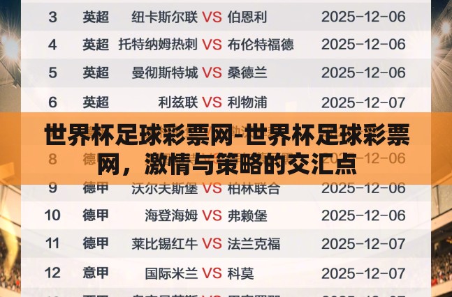 世界杯足球彩票网-世界杯足球彩票网，激情与策略的交汇点