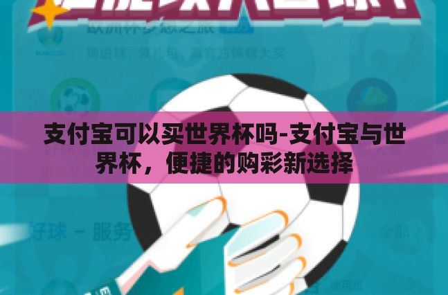 支付宝可以买世界杯吗-支付宝与世界杯，便捷的购彩新选择