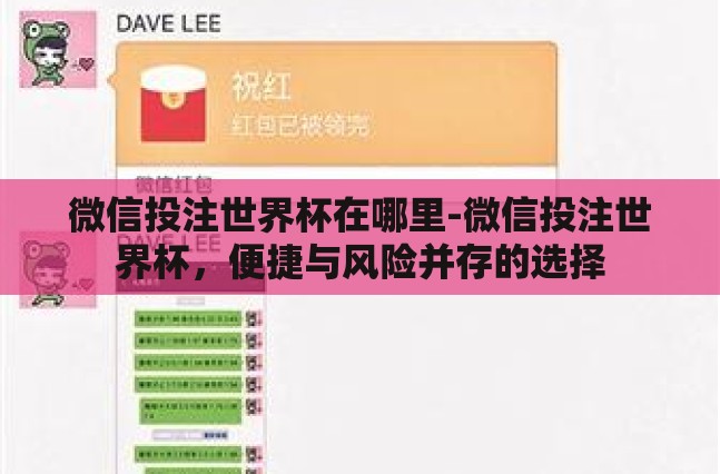 微信投注世界杯在哪里-微信投注世界杯，便捷与风险并存的选择