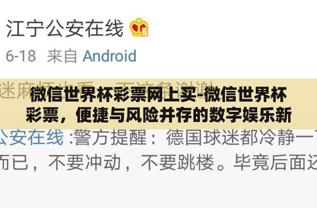 微信世界杯彩票网上买-微信世界杯彩票,便捷与风险并存的数字娱乐新选择 微信世界杯彩票网上买-微信世界杯彩票,便捷与风险并存的数字娱乐新选择