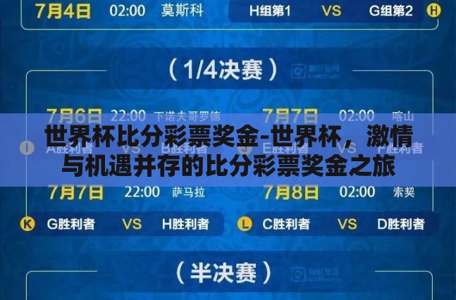 世界杯比分彩票奖金-世界杯,激情与机遇并存的比分彩票奖金之旅 世界杯比分彩票奖金-世界杯,激情与机遇并存的比分彩票奖金之旅