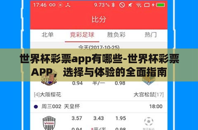 世界杯彩票app有哪些-世界杯彩票APP，选择与体验的全面指南