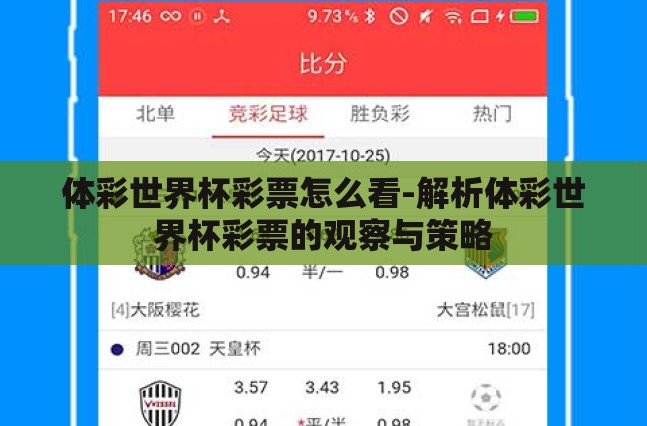 体彩世界杯彩票怎么看-解析体彩世界杯彩票的观察与策略 体彩世界杯彩票怎么看-解析体彩世界杯彩票的观察与策略