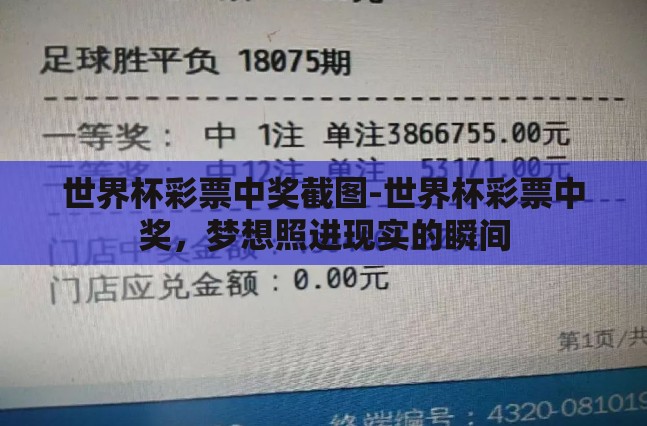 世界杯彩票中奖截图-世界杯彩票中奖，梦想照进现实的瞬间