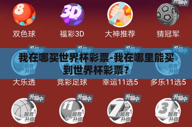 我在哪买世界杯彩票-我在哪里能买到世界杯彩票？
