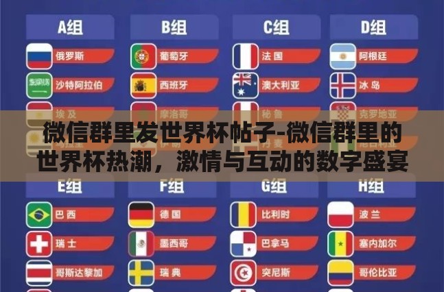 微信群里发世界杯帖子-微信群里的世界杯热潮，激情与互动的数字盛宴