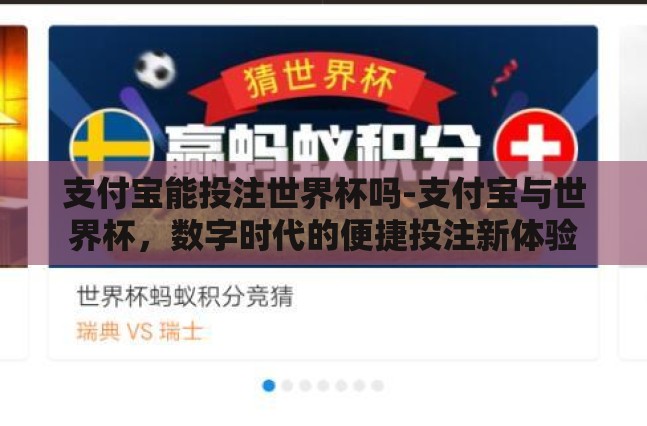支付宝能投注世界杯吗-支付宝与世界杯，数字时代的便捷投注新体验