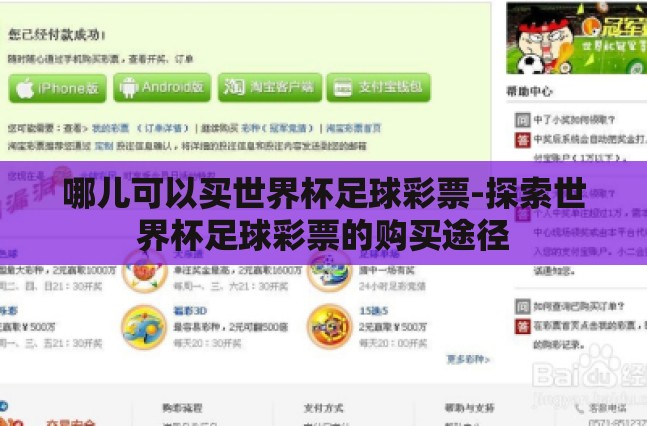 哪儿可以买世界杯足球彩票-探索世界杯足球彩票的购买途径 哪儿可以买世界杯足球彩票-探索世界杯足球彩票的购买途径